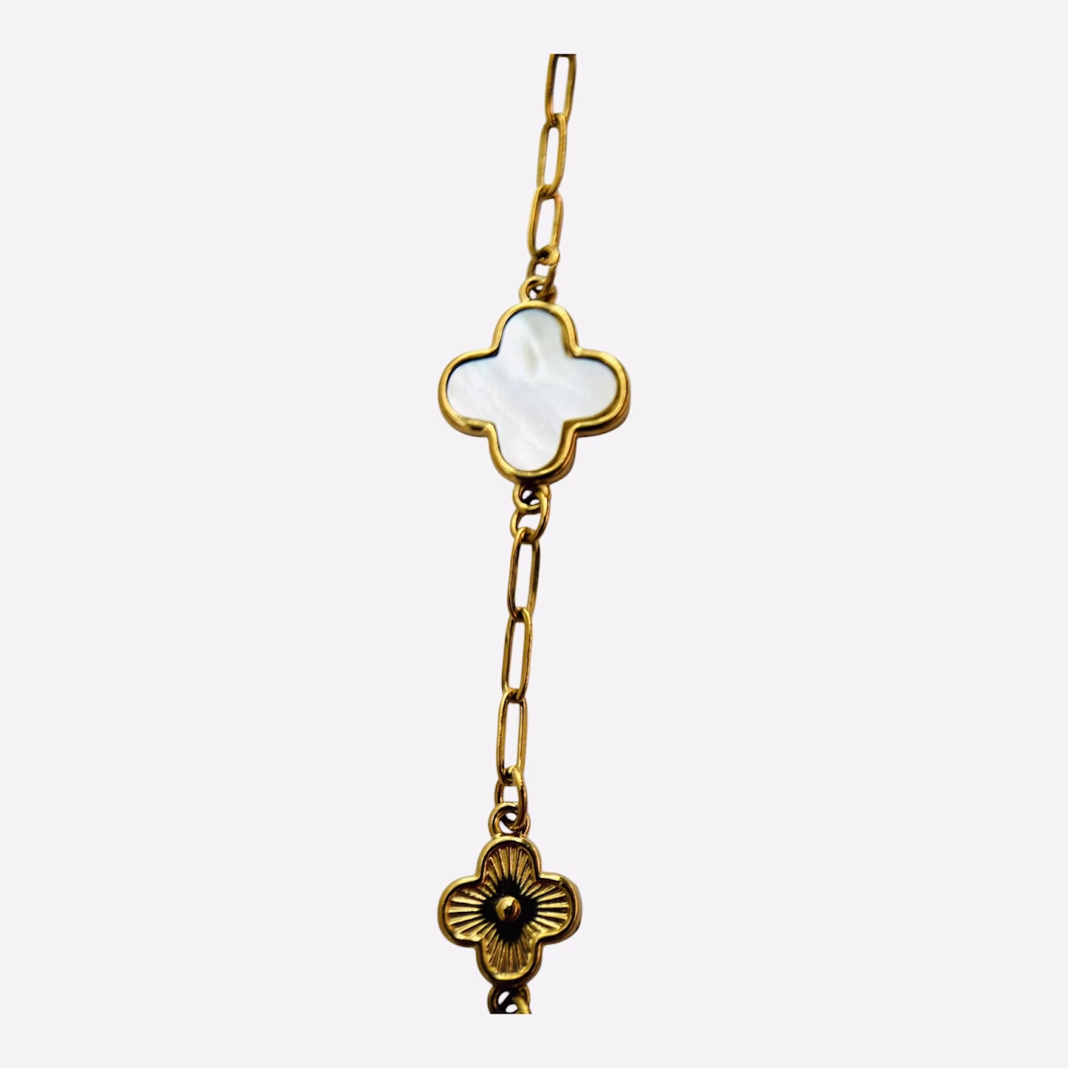 Parelmoer klavertje vier armband - Afbeelding 2