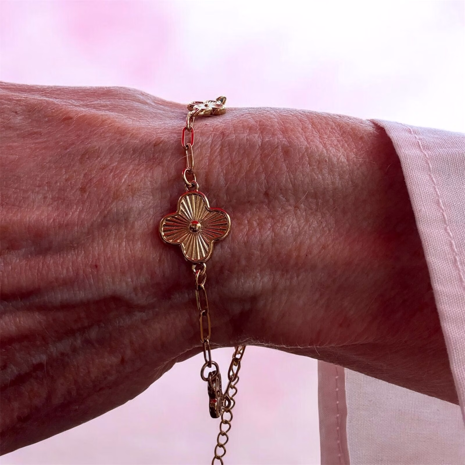 Parelmoer klavertje vier armband - Afbeelding 5