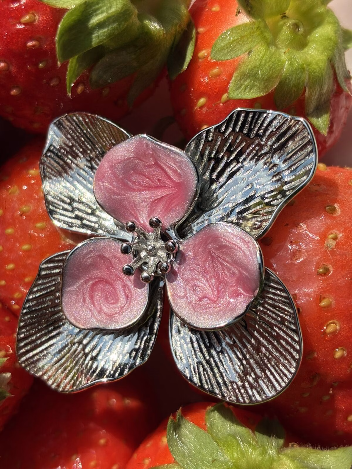 Statement oorbellen met grote bloem - Afbeelding 4