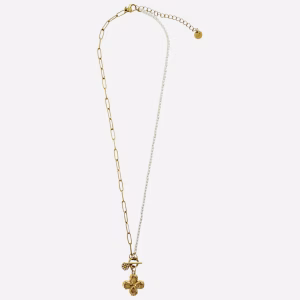 Halfzijdige parelketting met bloem