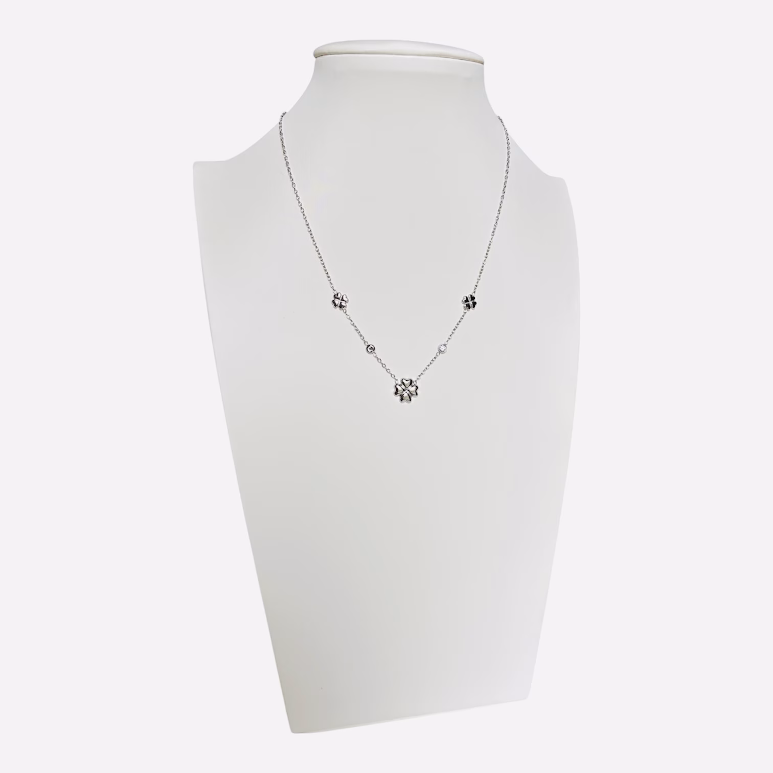 Klaverblad ketting met zirkonia stippen - Afbeelding 4