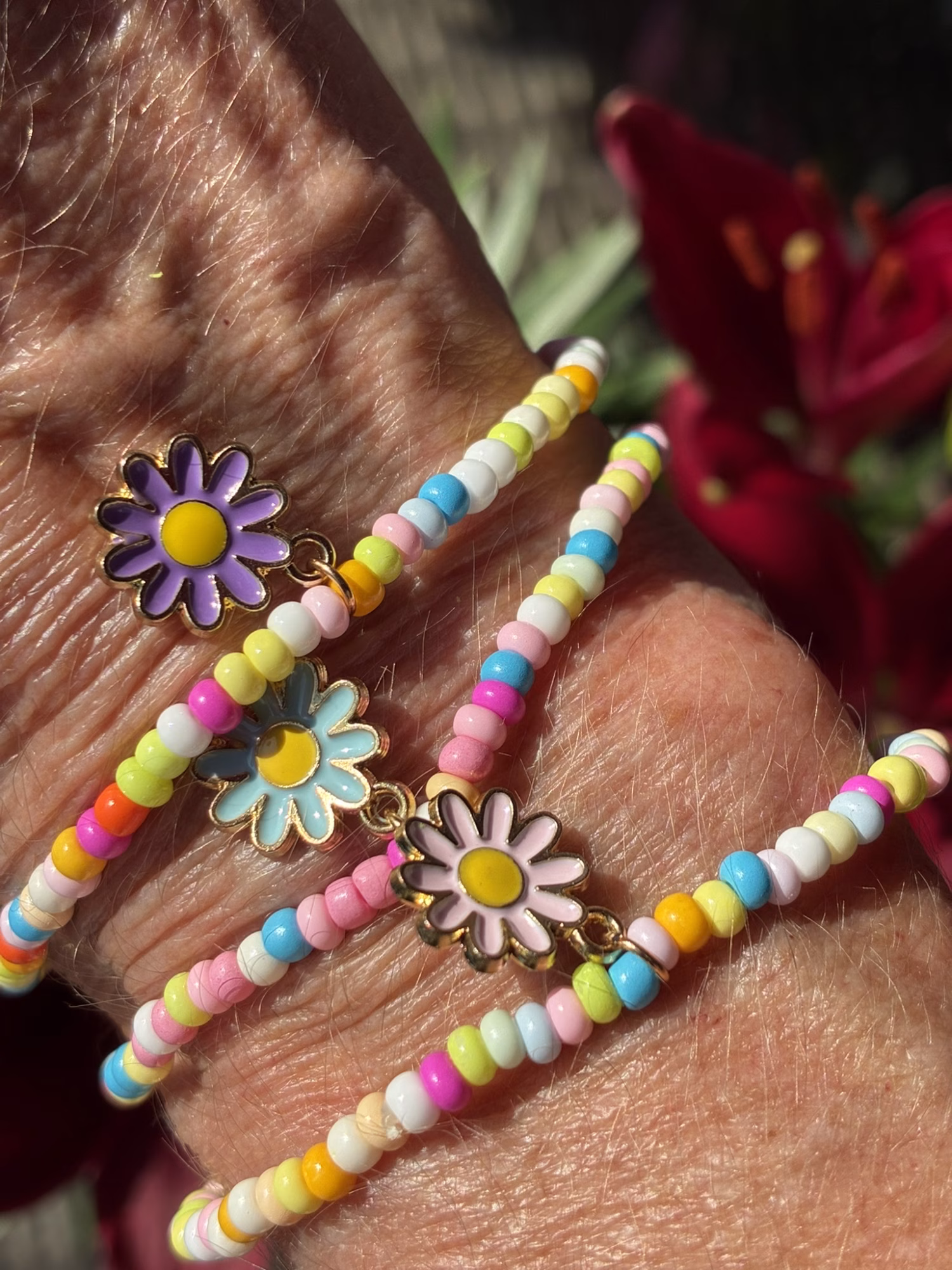 Kralen armbandjes set met bloem