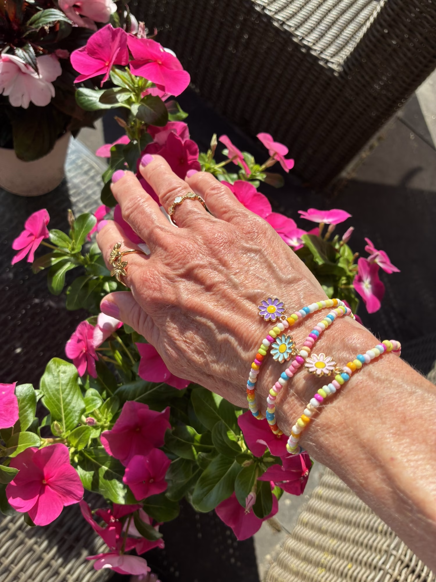 Kralen armbandjes set met bloem - Afbeelding 4